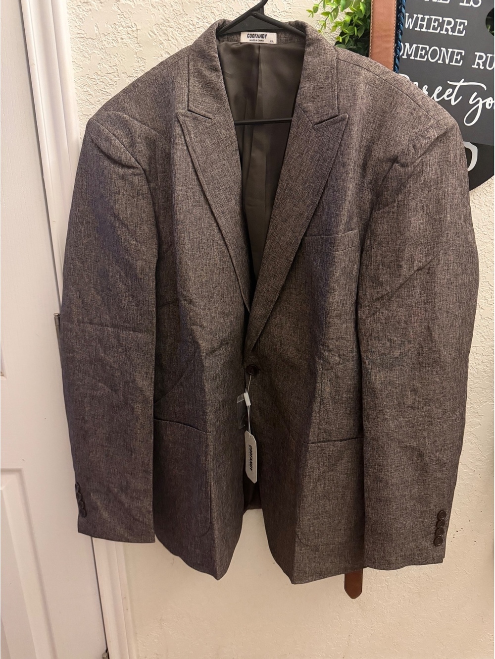 COOFANDY Men’s XXL Brown Textured Knit Blazer Sport Coat NWT